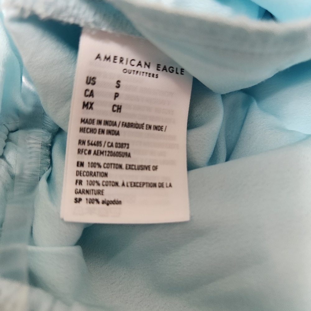 American Eagle Babydoll Romper Shorts Dress Womens Small Sky Blue Halter Beach - Picture 12 of 16